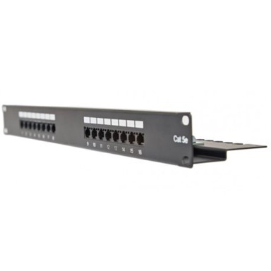 MASTERLAN Patch panel 19", 16xRJ45, Cat5e, 1U, crni